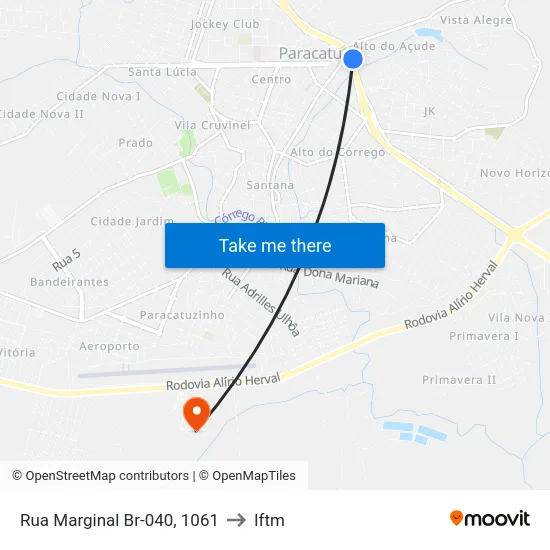 Rua Marginal Br-040, 1061 to Iftm map