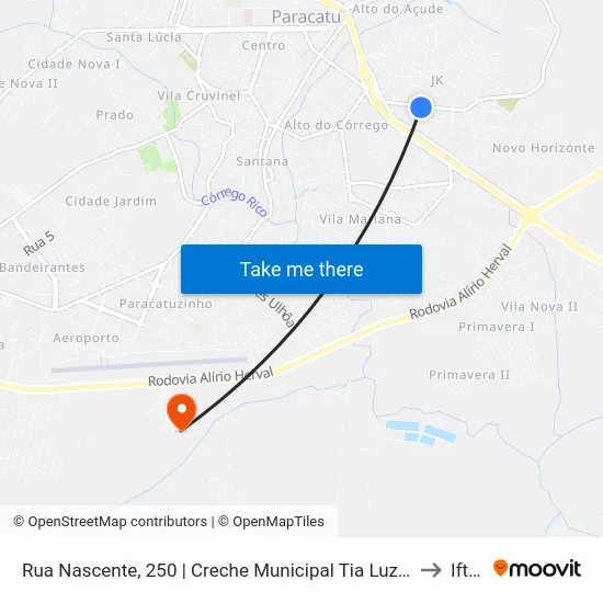 Rua Nascente, 250 | Creche Municipal Tia Luzia to Iftm map