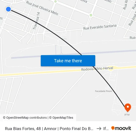 Rua Bias Fortes, 48 | Amnor | Ponto Final Do Bairro Aeroporto to Iftm map