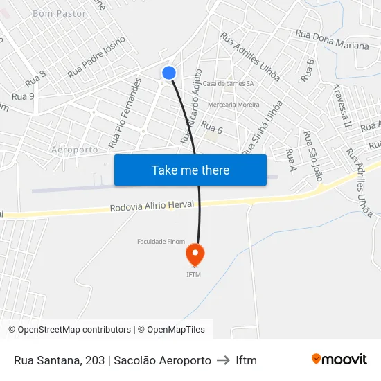Rua Santana, 203 | Sacolão Aeroporto to Iftm map