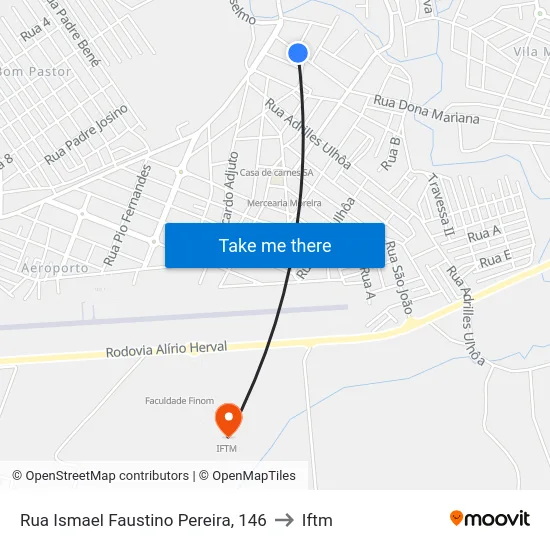 Rua Ismael Faustino Pereira, 146 to Iftm map
