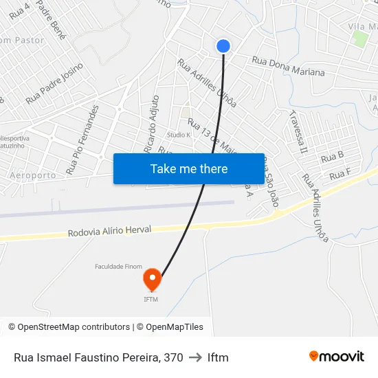 Rua Ismael Faustino Pereira, 370 to Iftm map