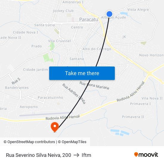 Rua Severino Silva Neiva, 200 to Iftm map