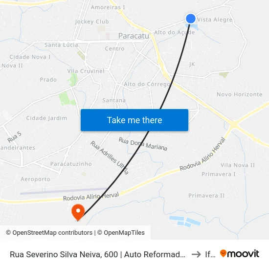 Rua Severino Silva Neiva, 600 | Auto Reformadora Santa Teresinha to Iftm map