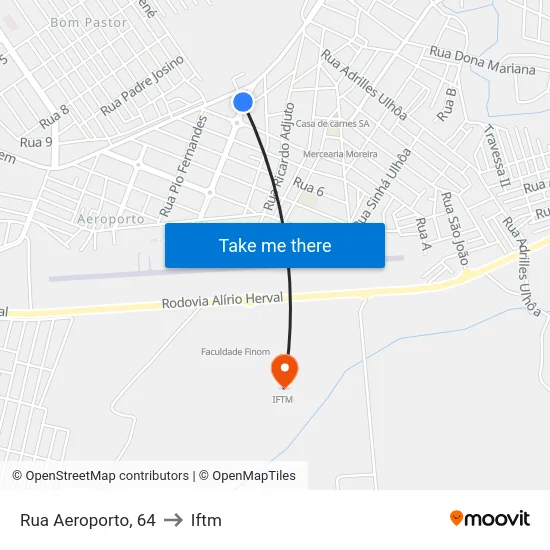 Rua Aeroporto, 64 to Iftm map