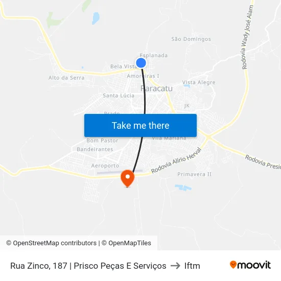 Rua Zinco, 187 | Prisco Peças E Serviços to Iftm map