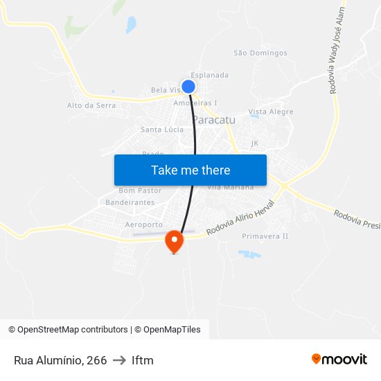 Rua Alumínio, 266 to Iftm map