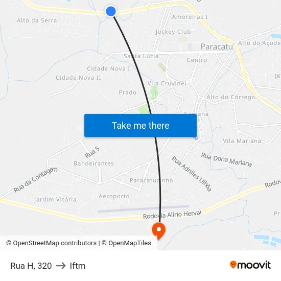 Rua H, 320 to Iftm map