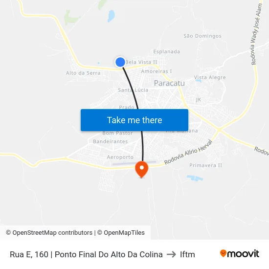 Rua E, 160 | Ponto Final Do Alto Da Colina to Iftm map