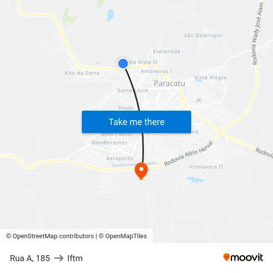 Rua A, 185 to Iftm map