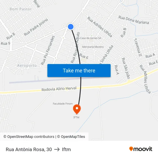Rua Antônia Rosa, 30 to Iftm map