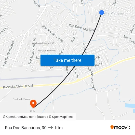 Rua Dos Bancários, 30 to Iftm map