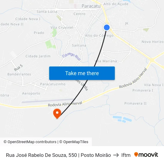 Rua José Rabelo De Souza, 550 | Posto Moirão to Iftm map