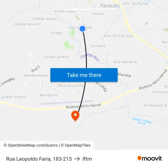 Rua Leopoldo Faria, 183-215 to Iftm map
