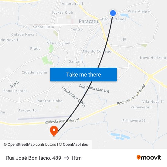 Rua José Bonifácio, 489 to Iftm map