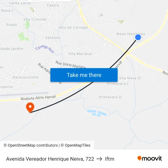 Avenida Vereador Henrique Neiva, 722 to Iftm map