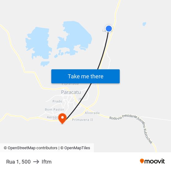 Rua 1, 500 to Iftm map