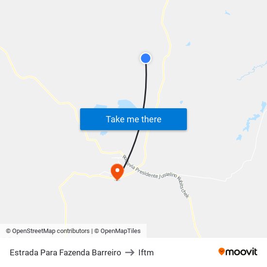 Estrada Para Fazenda Barreiro to Iftm map