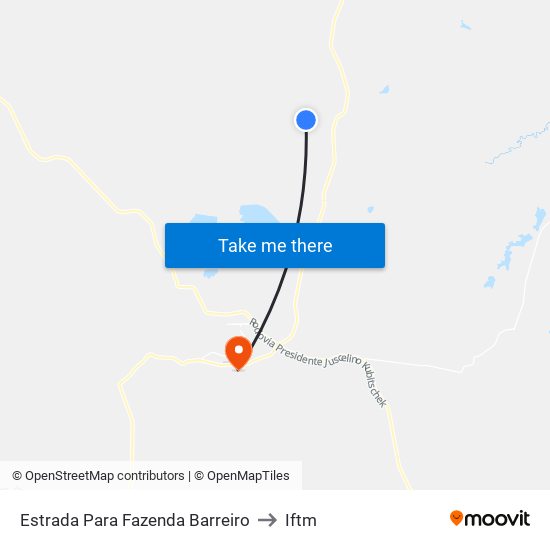 Estrada Para Fazenda Barreiro to Iftm map