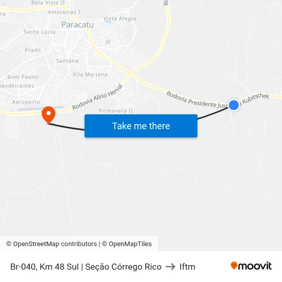 Br-040, Km 48 Sul | Seção Córrego Rico to Iftm map