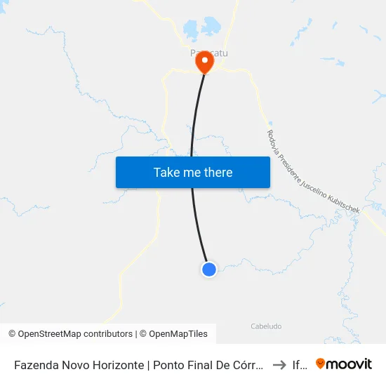 Fazenda Novo Horizonte | Ponto Final De Córrego Do Ouro to Iftm map