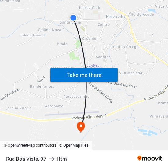 Rua Boa Vista, 97 to Iftm map