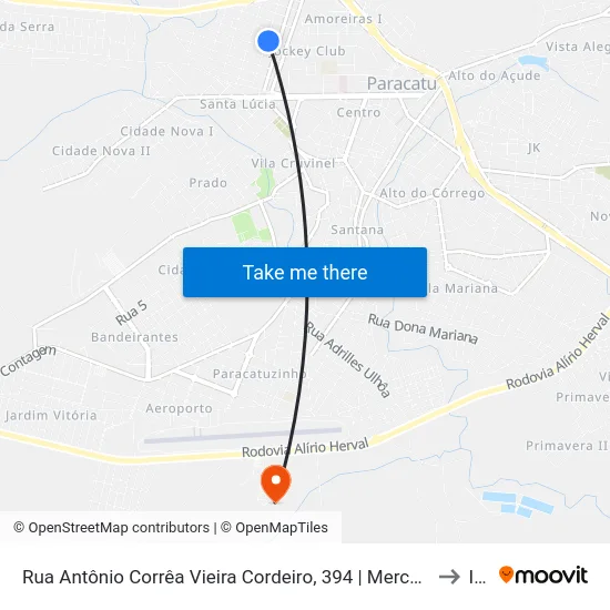 Rua Antônio Corrêa Vieira Cordeiro, 394 | Mercearia Nossa Senhora Aparecida to Iftm map