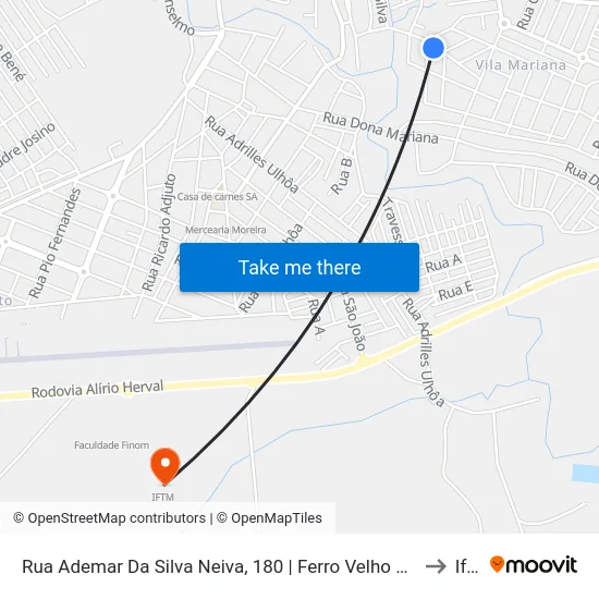 Rua Ademar Da Silva Neiva, 180 | Ferro Velho Socorro Almada to Iftm map