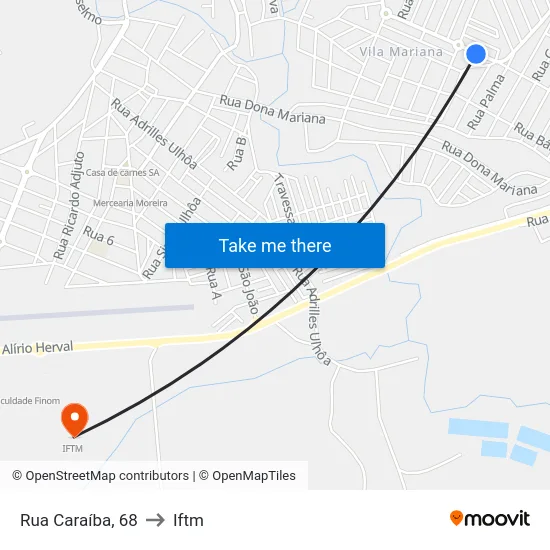 Rua Caraíba, 68 to Iftm map
