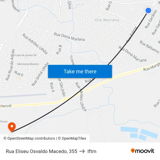 Rua Eliseu Osvaldo Macedo, 355 to Iftm map