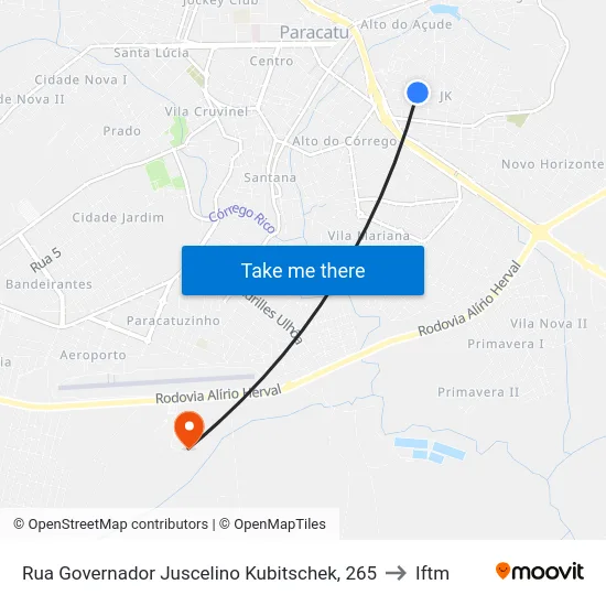 Rua Governador Juscelino Kubitschek, 265 to Iftm map