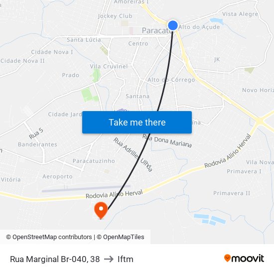 Rua Marginal Br-040, 38 to Iftm map