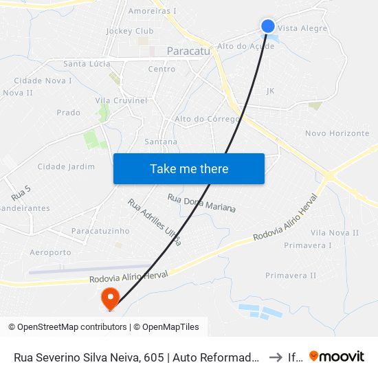 Rua Severino Silva Neiva, 605 | Auto Reformadora Santa Teresinha to Iftm map