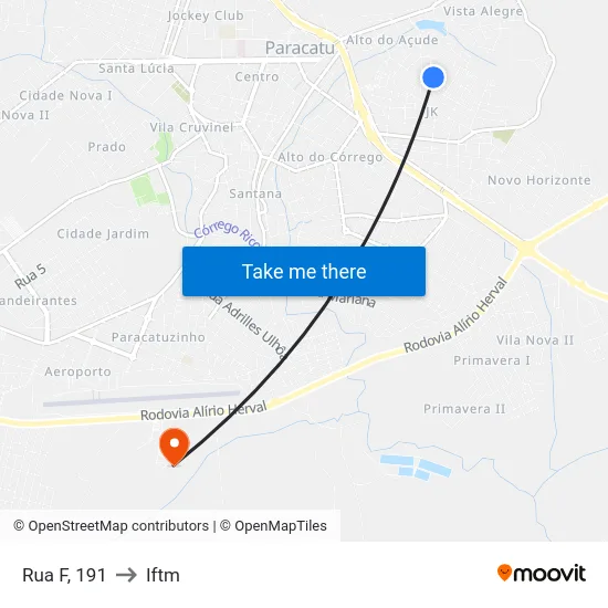 Rua F, 191 to Iftm map