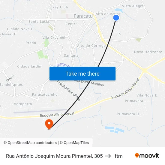 Rua Antônio Joaquim Moura Pimentel, 305 to Iftm map