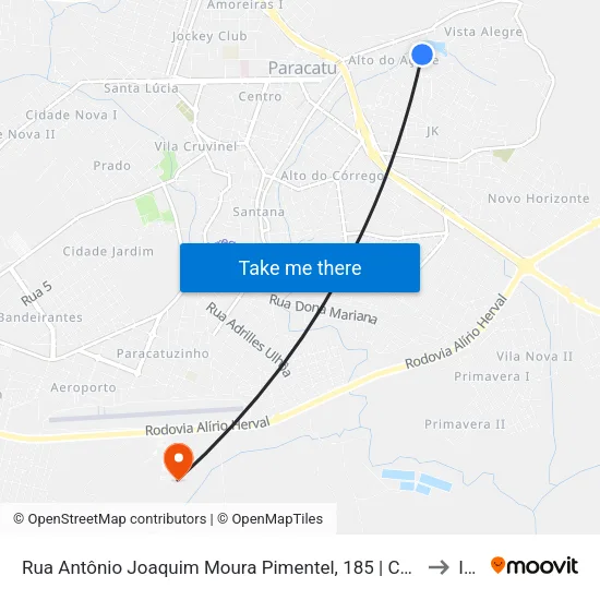 Rua Antônio Joaquim Moura Pimentel, 185 | Comunidade Santa Luzia to Iftm map