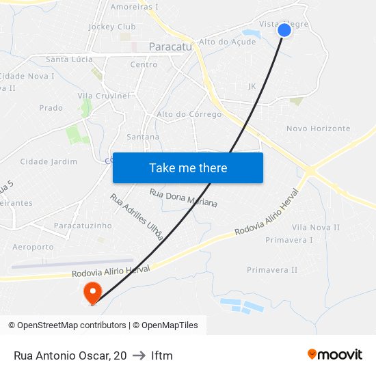 Rua Antonio Oscar, 20 to Iftm map