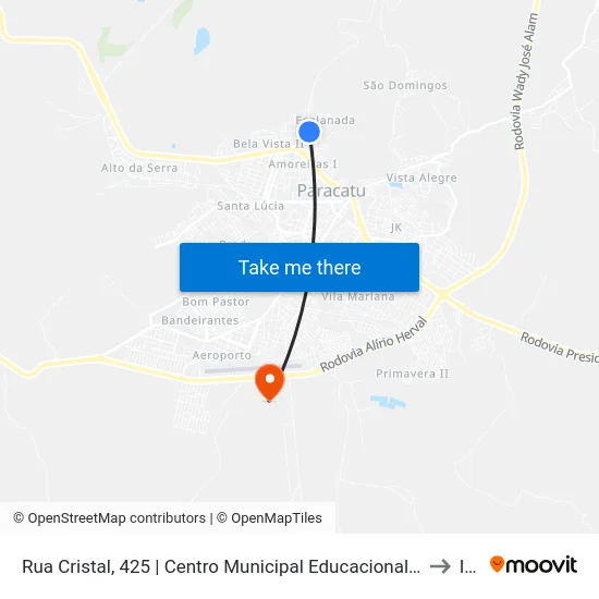 Rua Cristal, 425 | Centro Municipal Educacional Coraci Meireles De Oliveira to Iftm map