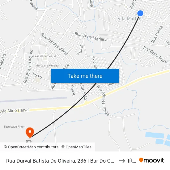 Rua Durval Batista De Oliveira, 236 | Bar Do Gaúcho to Iftm map