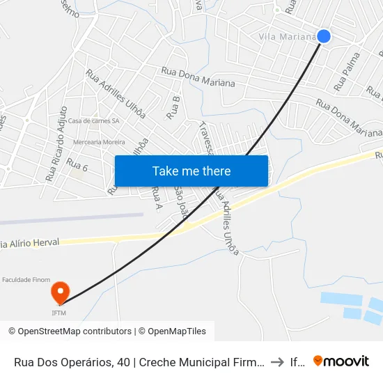 Rua Dos Operários, 40 | Creche Municipal Firmina Santana to Iftm map