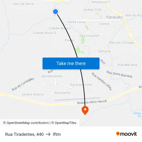 Rua Tiradentes, 440 to Iftm map