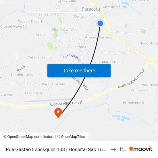 Rua Gastão Lepesquer, 108 | Hospital São Lucas to Iftm map