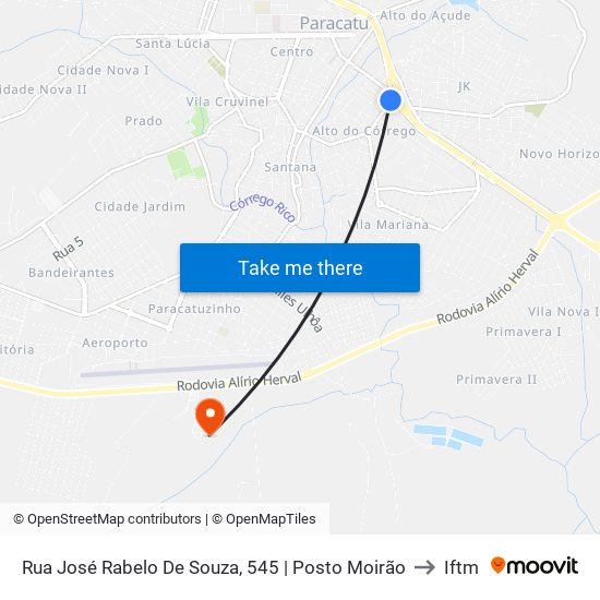 Rua José Rabelo De Souza, 545 | Posto Moirão to Iftm map