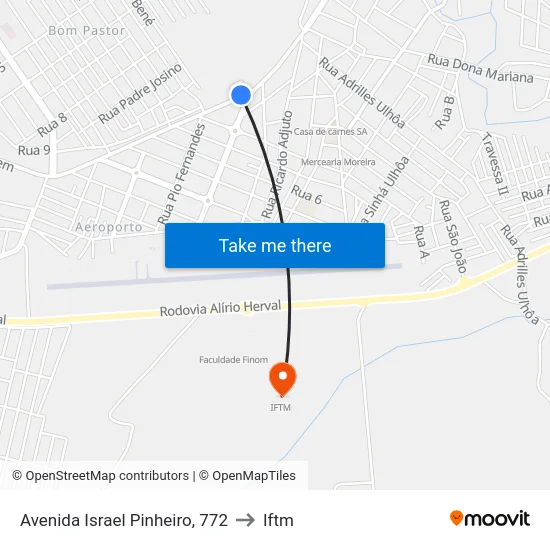 Avenida Israel Pinheiro, 772 to Iftm map