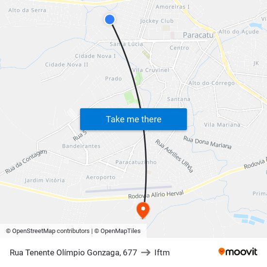 Rua Tenente Olímpio Gonzaga, 677 to Iftm map