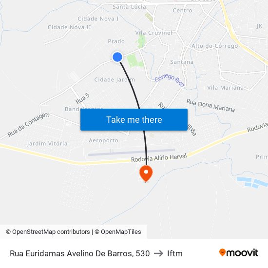 Rua Euridamas Avelino De Barros, 530 to Iftm map
