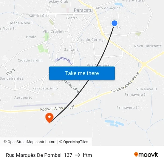 Rua Marquês De Pombal, 137 to Iftm map