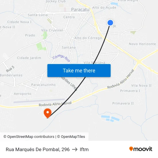 Rua Marquês De Pombal, 296 to Iftm map