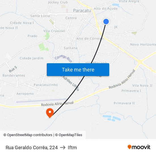 Rua Geraldo Corrêa, 224 to Iftm map