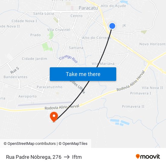 Rua Padre Nóbrega, 276 to Iftm map